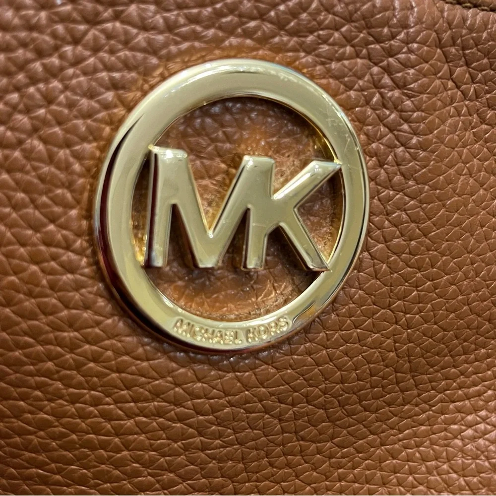 Michael Kors Brown Pebbled Leather Small Crossbody Bag